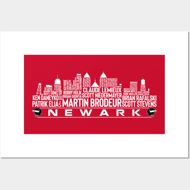 New Jersey Hockey Team All Time Legends, Newark City Skyline Wall Art by Legend Skyline